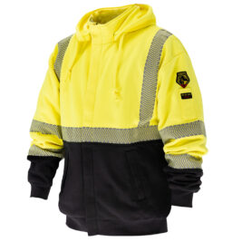 Black Stallion Flame Resistant Hi-Vis Cotton Full-Zip Hooded Sweatshirt