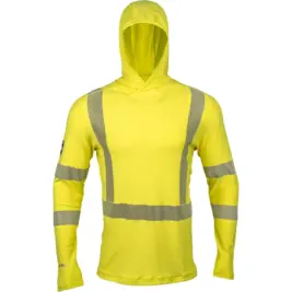 Dragonwear Men’s Pro Dry® Tech Long Sleeve Hi-Vis Yellow Shirt with Hood